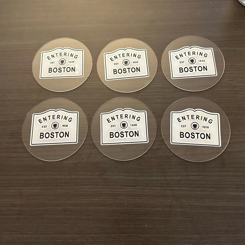 6 Entering Boston Acrylic Drink Coasters